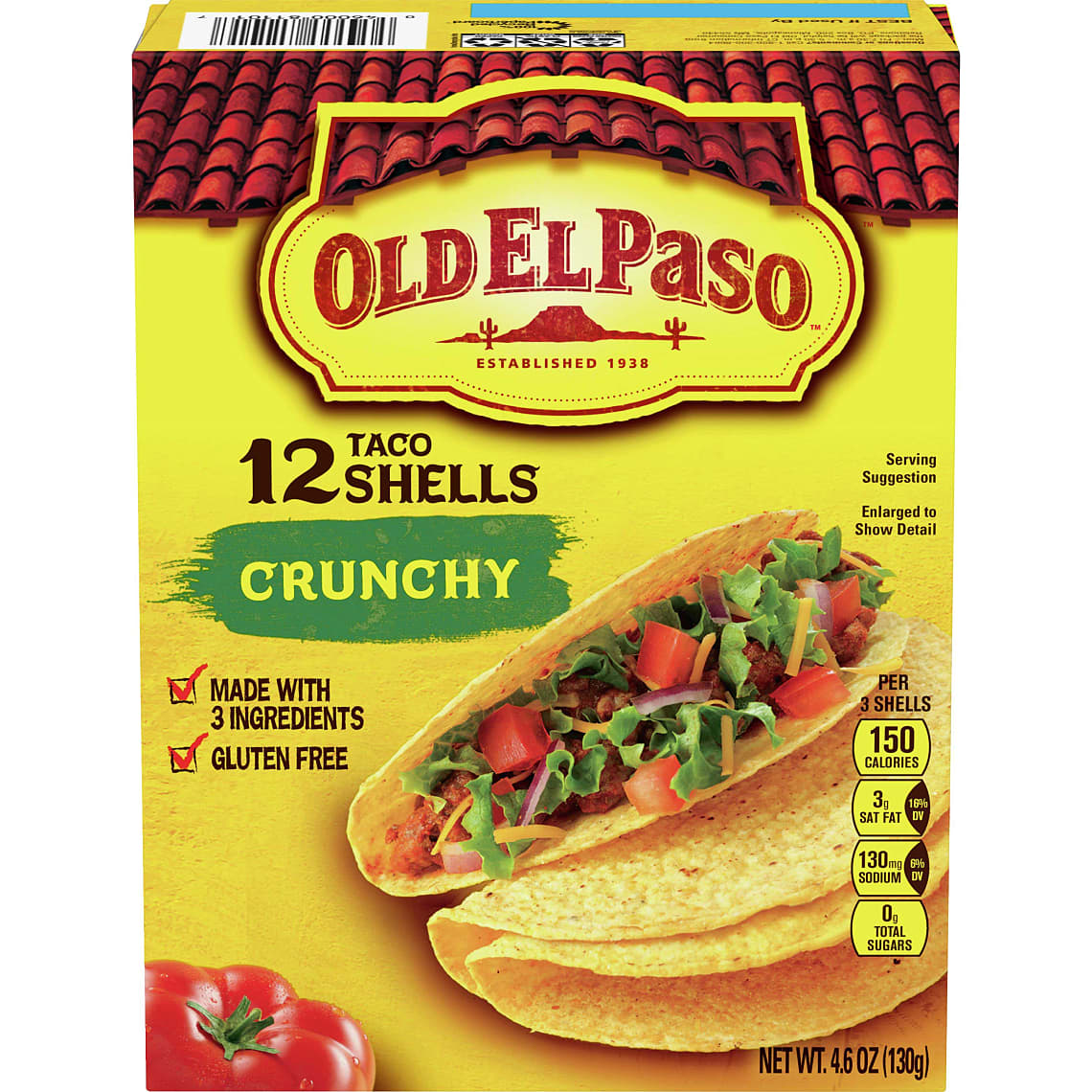 Old El Paso Crunchy Shells, Gluten Free, 12 Ct, 4.6 oz